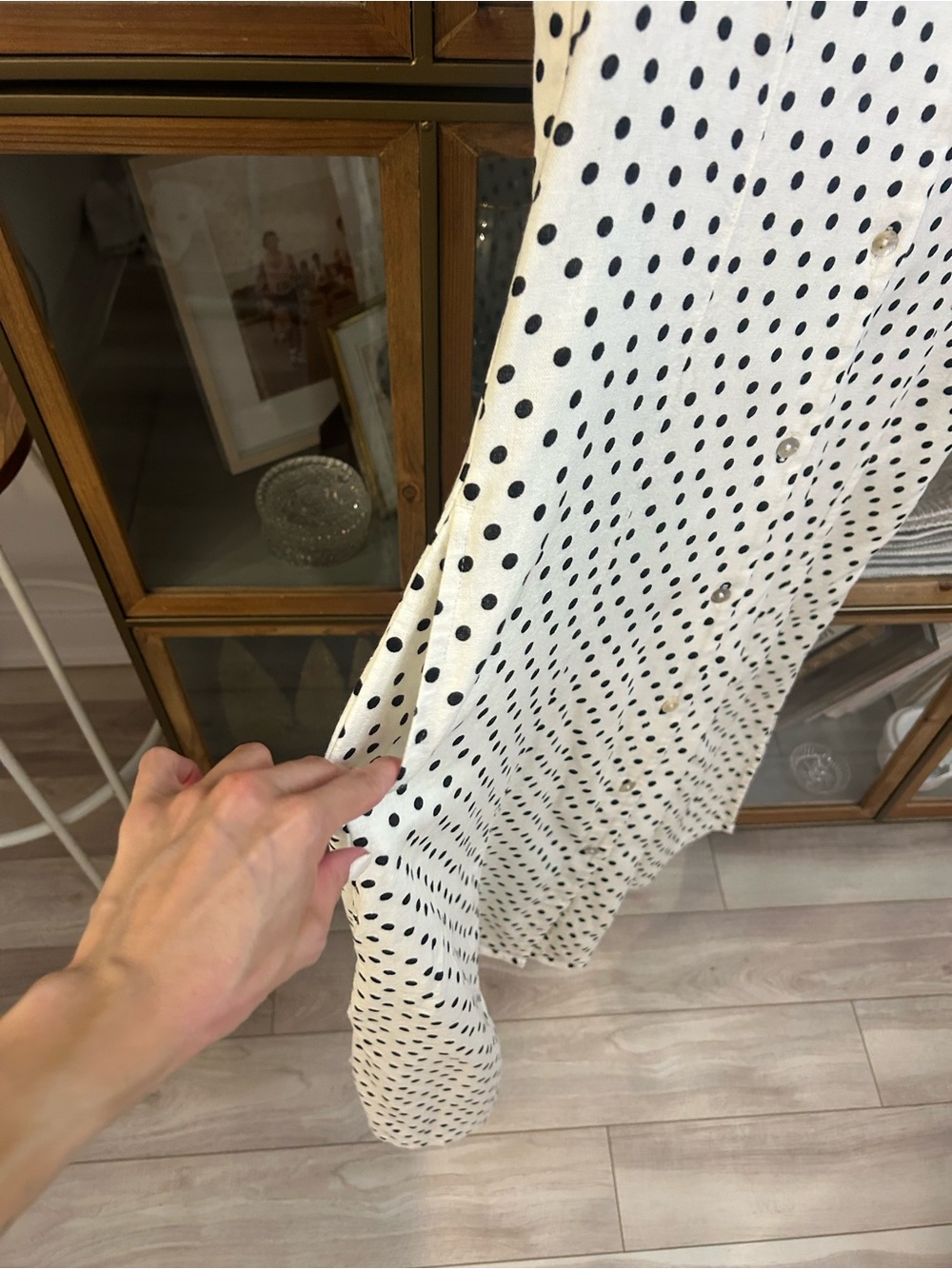 Vintage Cotton Sleeveless V-Neck Polka Dot Midi Dress - Picture 6 of 13